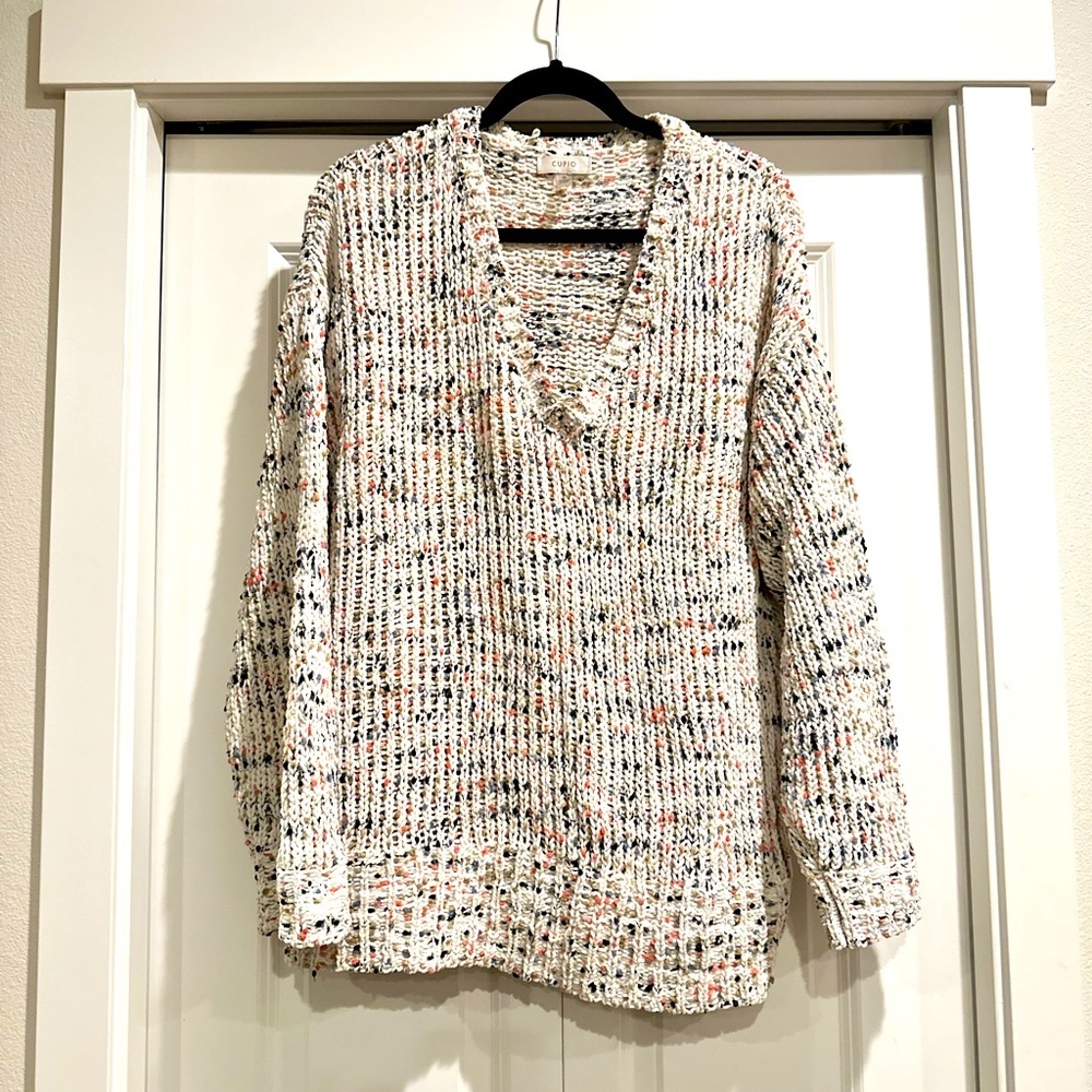 Cozy Multicolor Speckled V-Neck Sweater